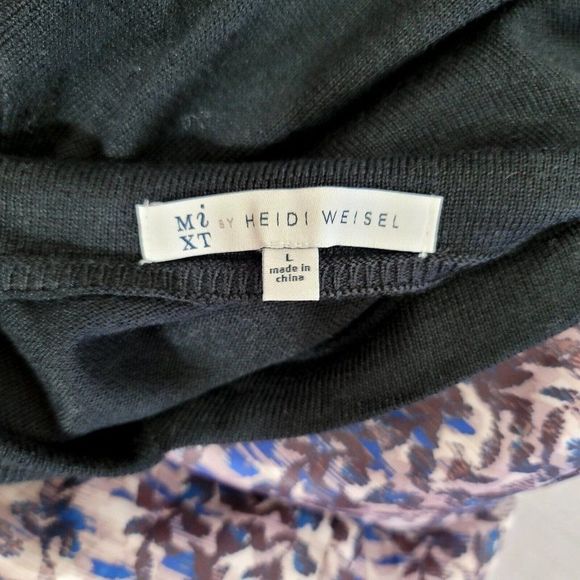 Mixt By Heidi Weisel Womens L Black Knit Square‎ Neck Tafatta Dress *no Belt* - Picture 7 of 8